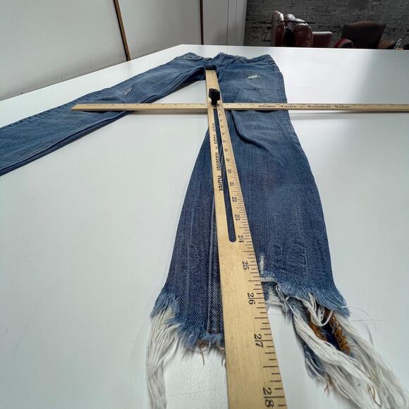 Zara Woman Jeans Womens 2 Blue Distressed Frayed Hem Premium Denim High Rise - Picture 8 of 8